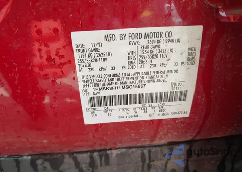 2021 Ford Explorer Limited from USA, damaged, VIN 1FMSK8FH1MGC15667